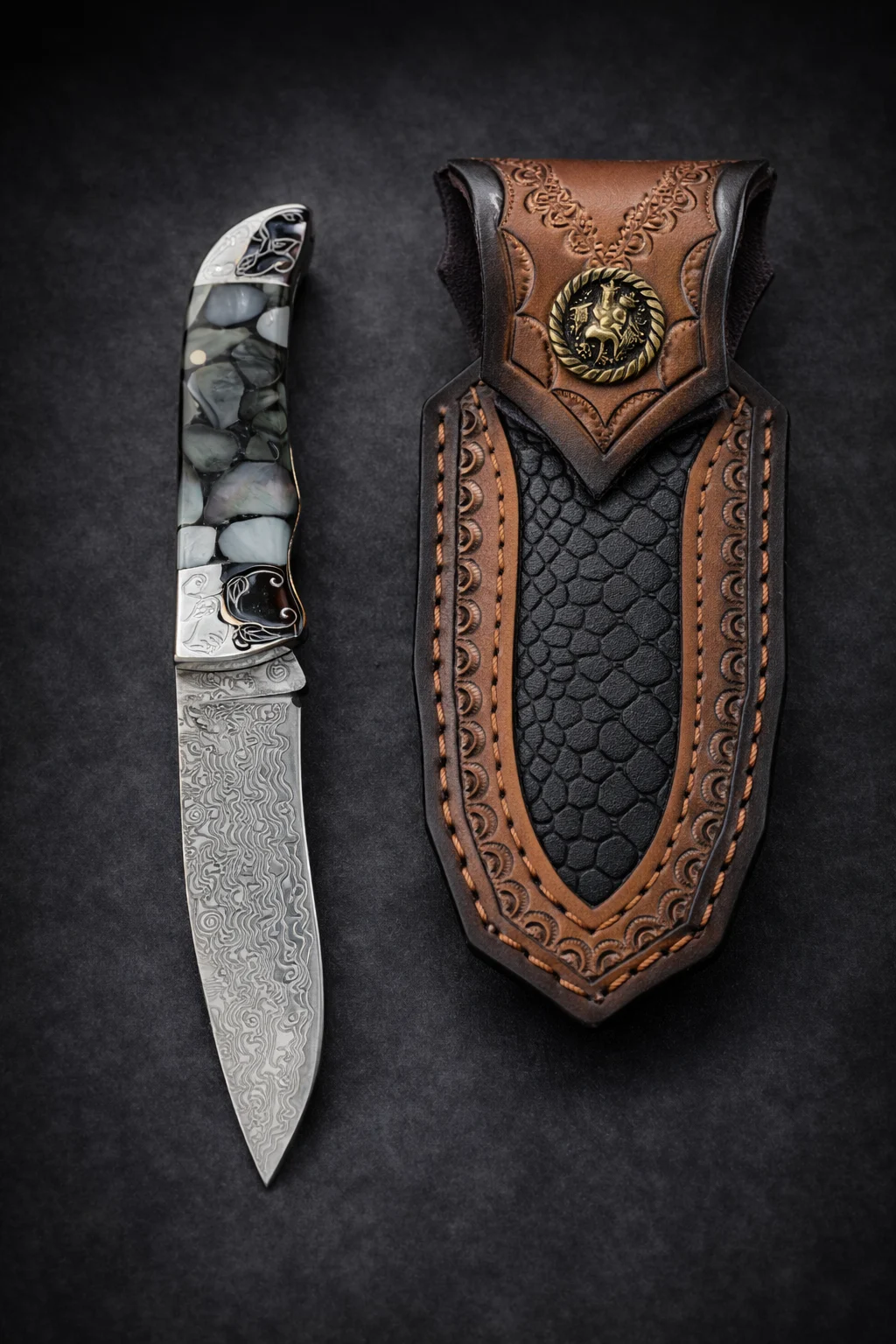 Сгъваем нож Damask Pearl Damascus, елегантна изработка елегантна изработка