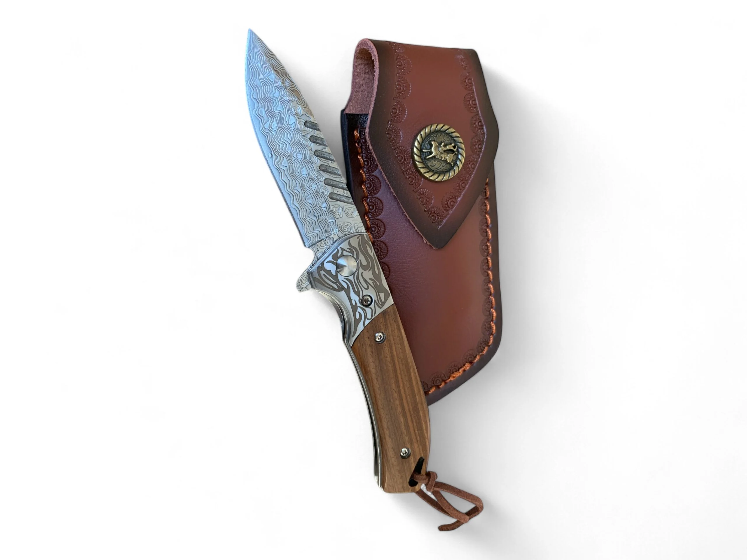 Сгъваем нож Damask Woodland Strider, дамаскова стомана и дървена дръжка дамаскова стомана и дървена дръжка