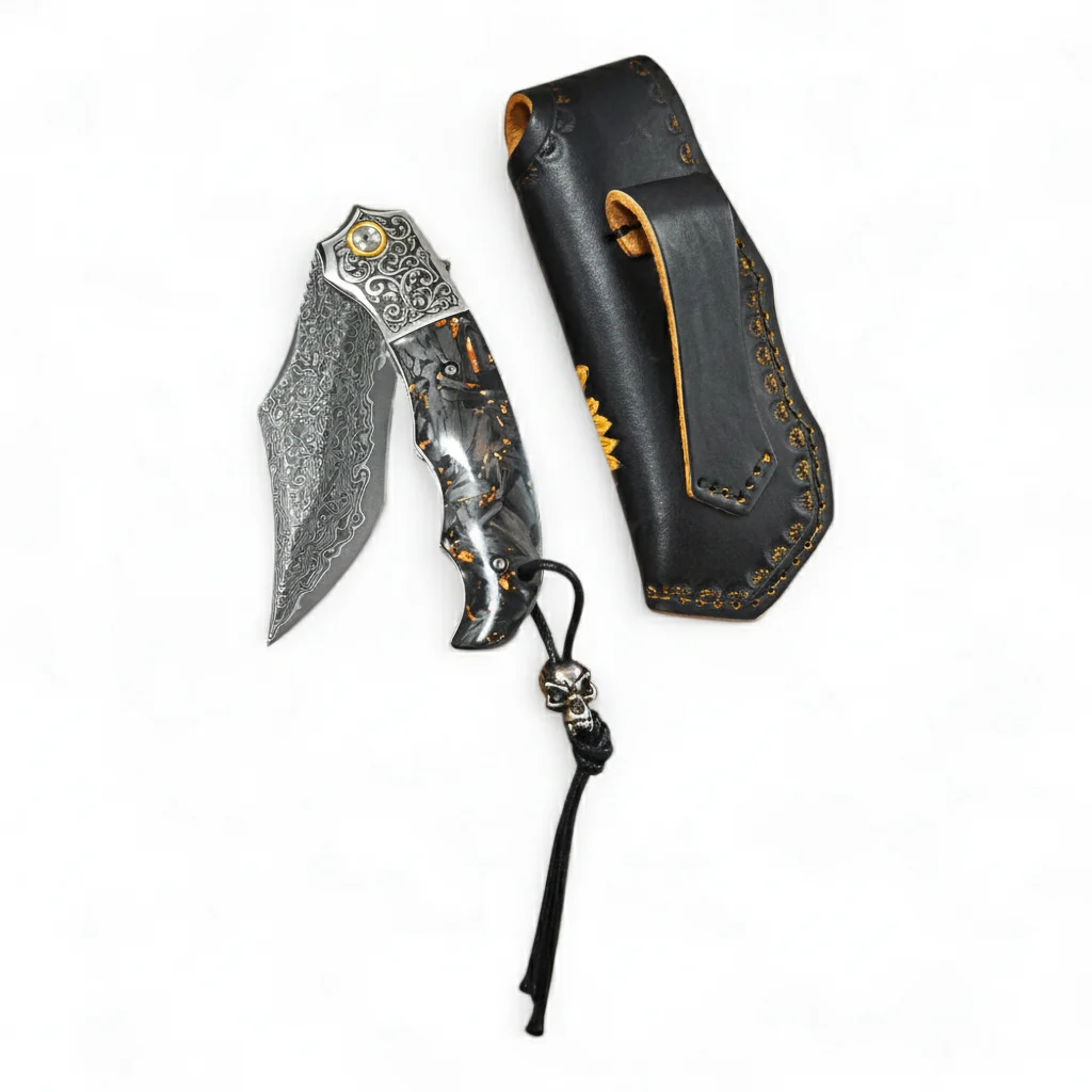 Сгъваем нож Black Serpent Damascus VG10, премиум качество премиум качество
