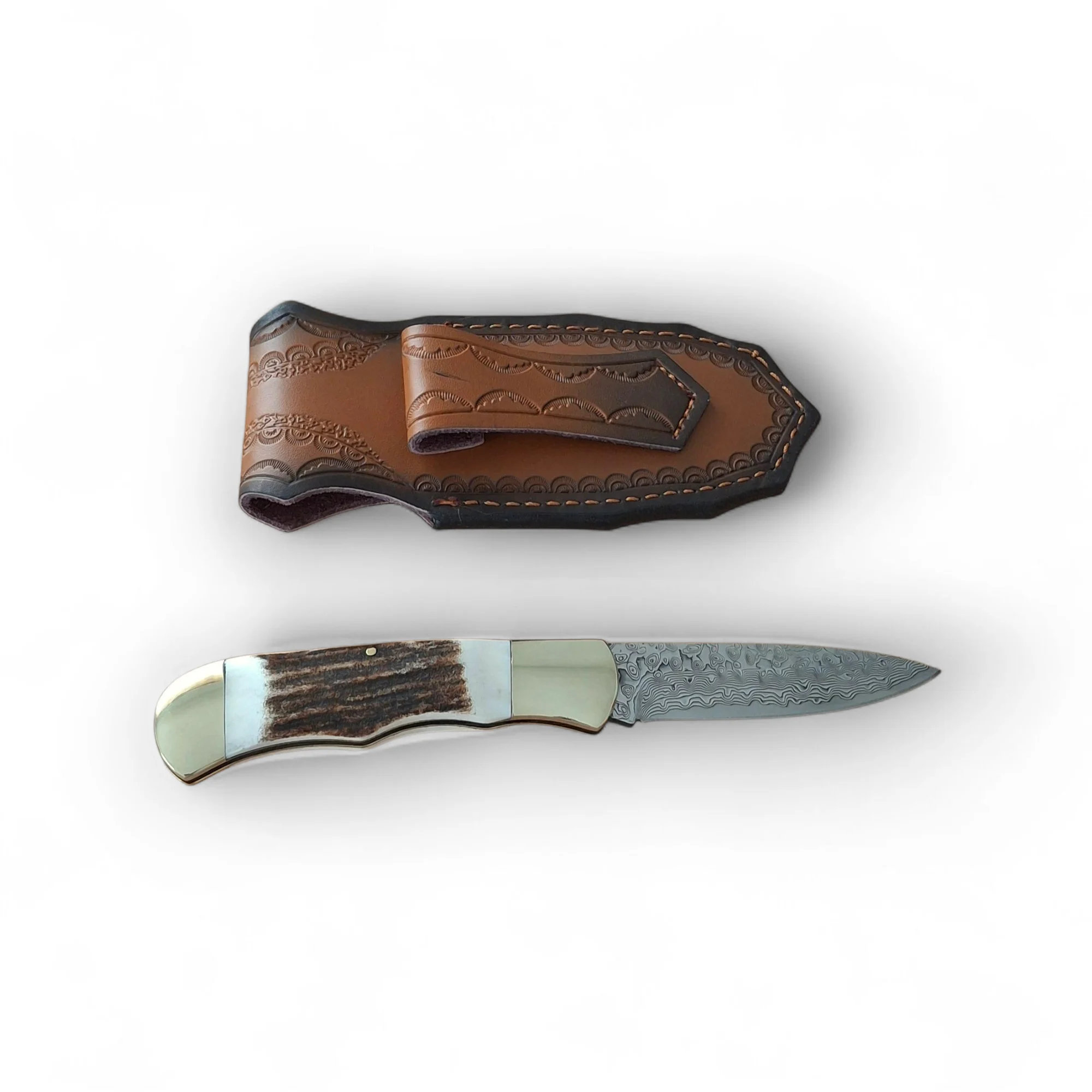 Сгъваем нож Damask Forest Antler 195, дамаска VG10 стомана Сгъваем нож Damask Forest Antler 195, дамаска VG10 стомана - Image 11