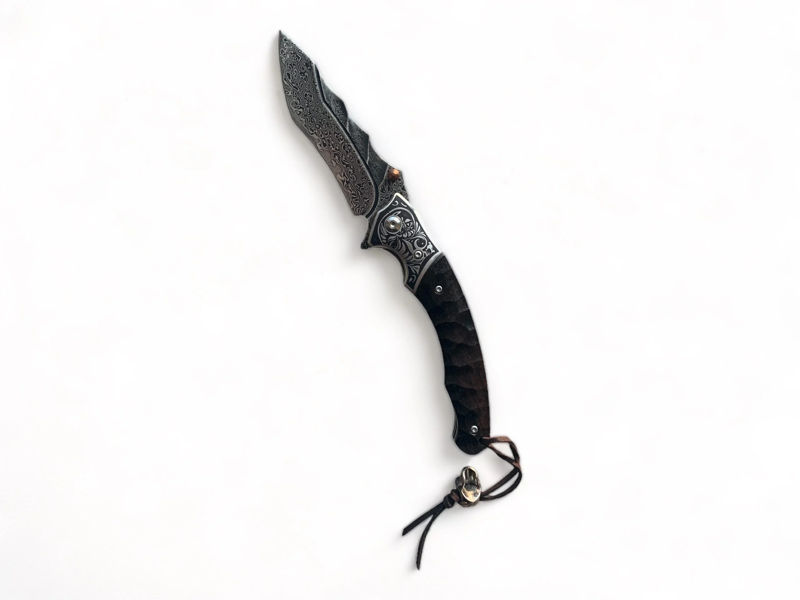 Сгъваем нож Damask pocket knives с гравирани детайли и кожен калъф Сгъваем нож Damask pocket knives с гравирани детайли и кожен калъф - Image 11
