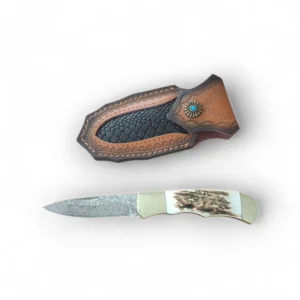 Сгъваем нож Damask Forest Antler 195, дамаска VG10 стомана Сгъваем нож Damask Forest Antler 195