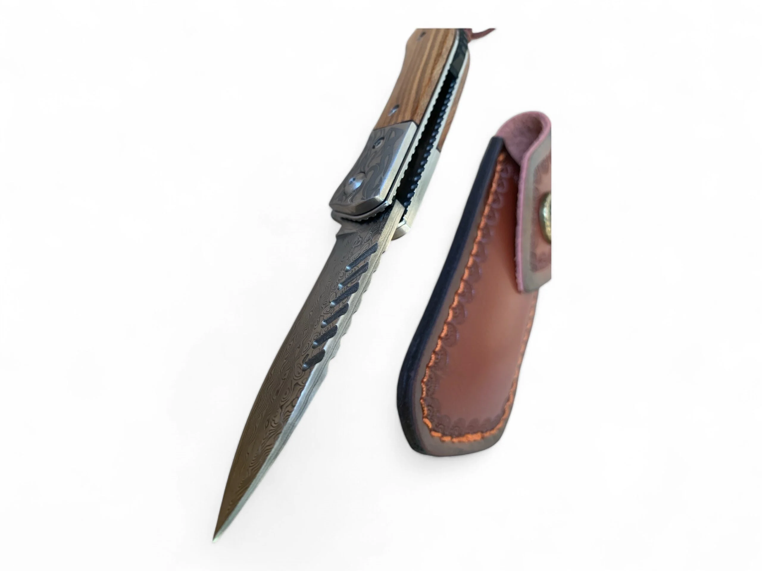 Сгъваем нож Damask Woodland Strider, дамаскова стомана и дървена дръжка Damask pocket knives