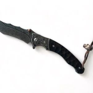 Сгъваем нож Damask pocket knives с гравирани детайли и кожен калъф