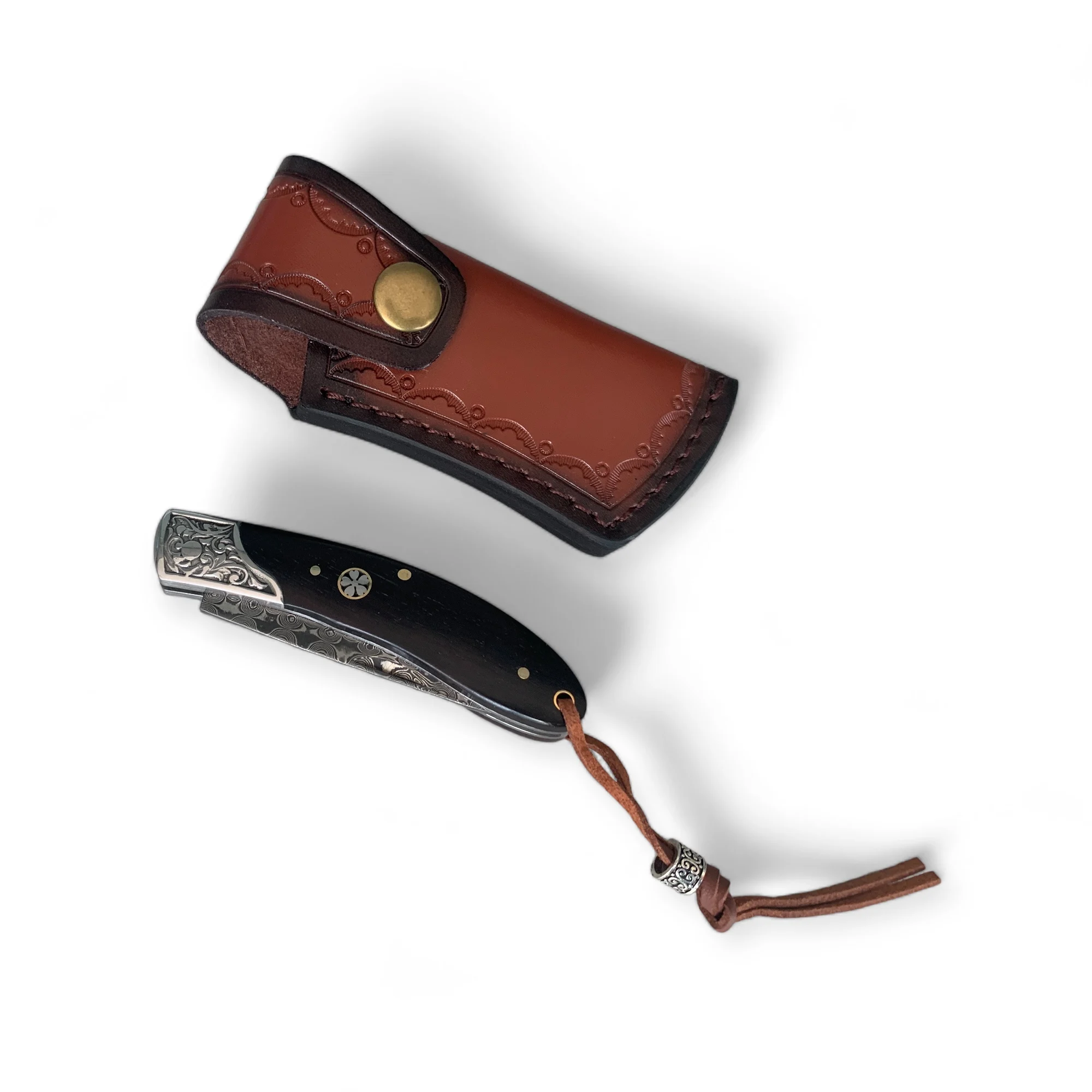 Сгъваем нож Damask pocket knives, дръжка от дърво и метал, дамаска стомана Damask pocket knives