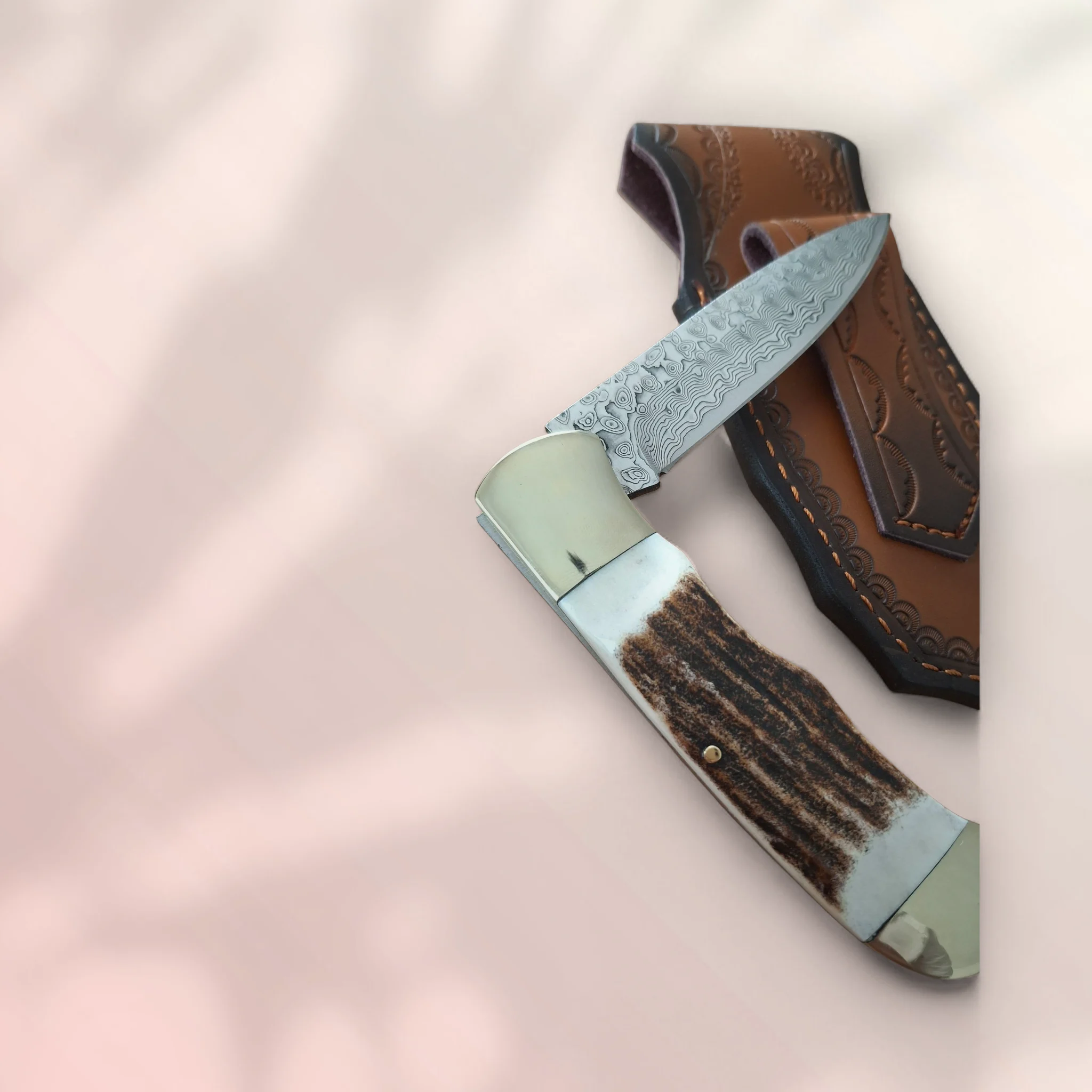 Сгъваем нож Damask Forest Antler 195, дамаска VG10 стомана Сгъваем нож Damask Forest Antler 195, дамаска VG10 стомана - Image 4