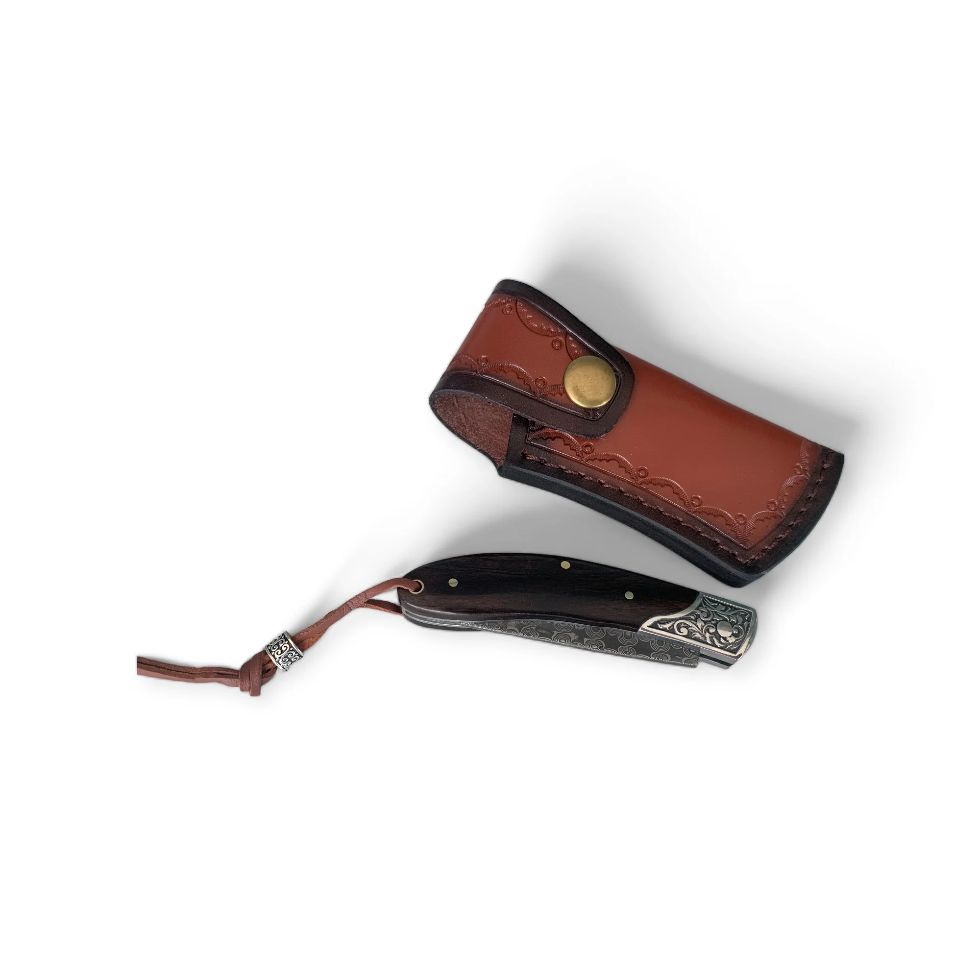 Сгъваем нож Damask pocket knives, дръжка от дърво и метал, дамаска стомана Сгъваем нож Damask pocket knives, дръжка от дърво и метал, дамаска стомана - Image 5