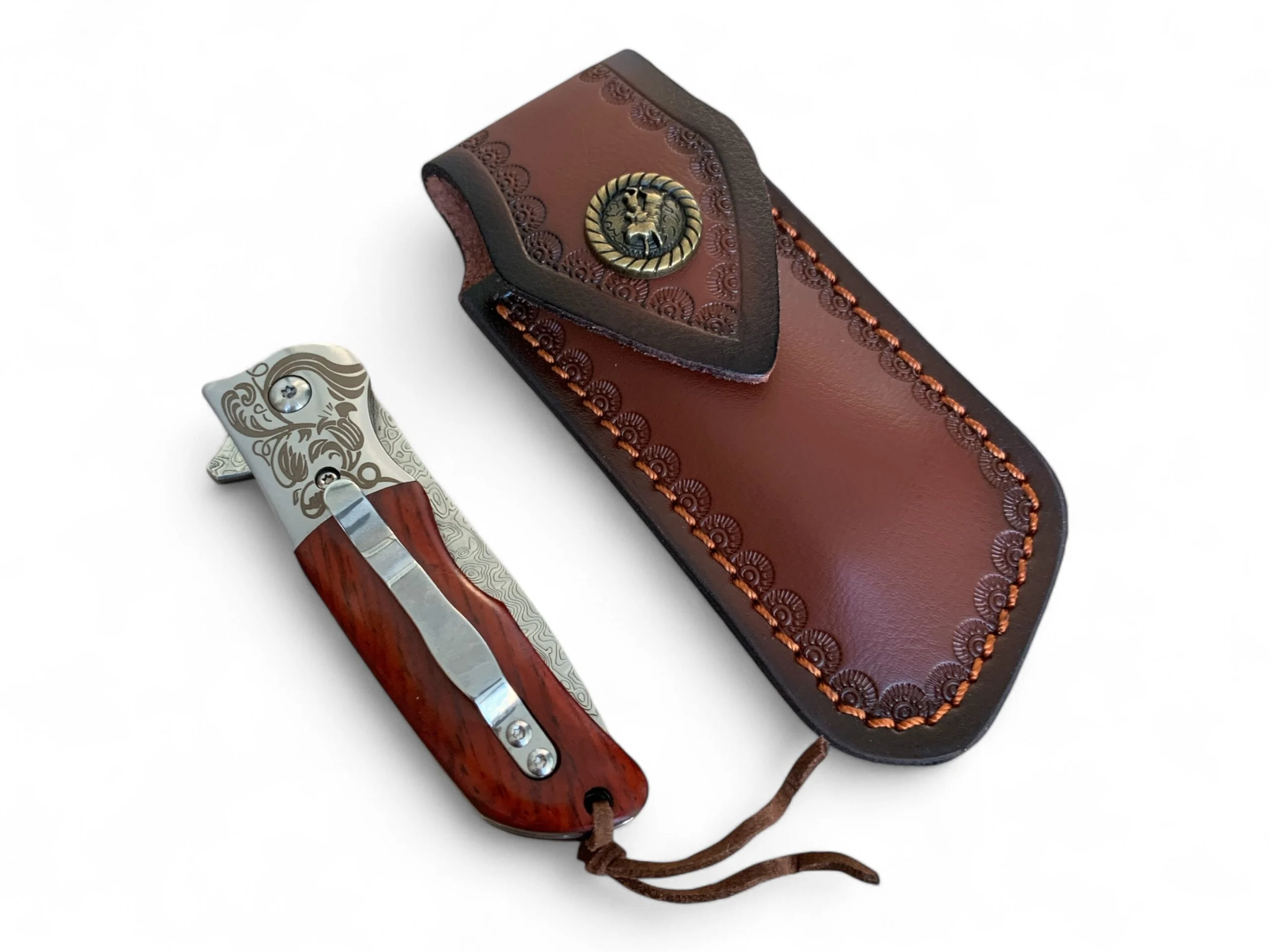 Сгъваем нож Damask Mirage steel, дамаскова стомана и дървена дръжка Сгъваем нож Damask Mirage steel, дамаскова стомана и дървена дръжка - Image 5