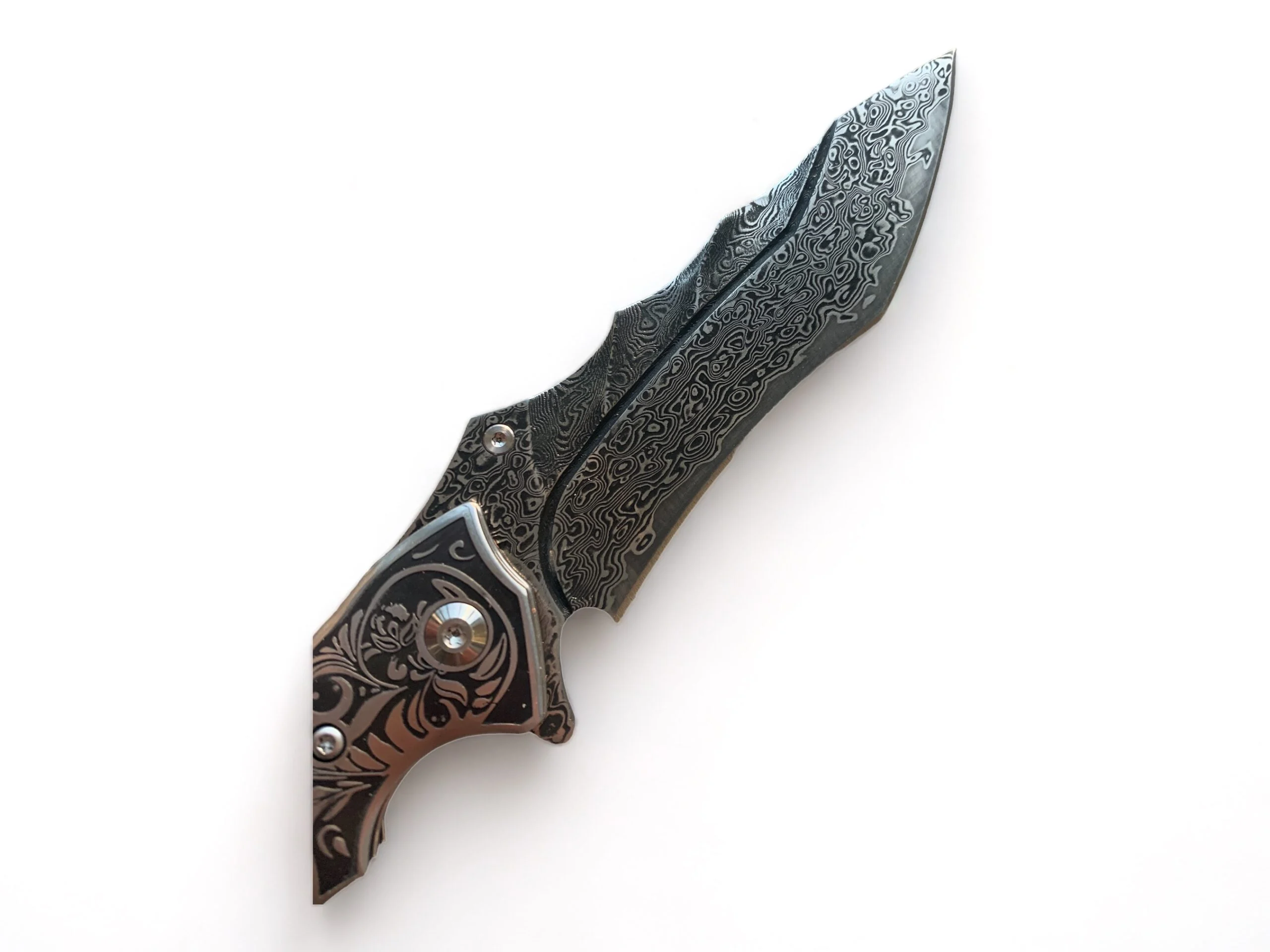 Сгъваем нож Damask pocket knives с гравирани детайли и кожен калъф Сгъваем нож Damask pocket knives с гравирани детайли и кожен калъф - Image 5