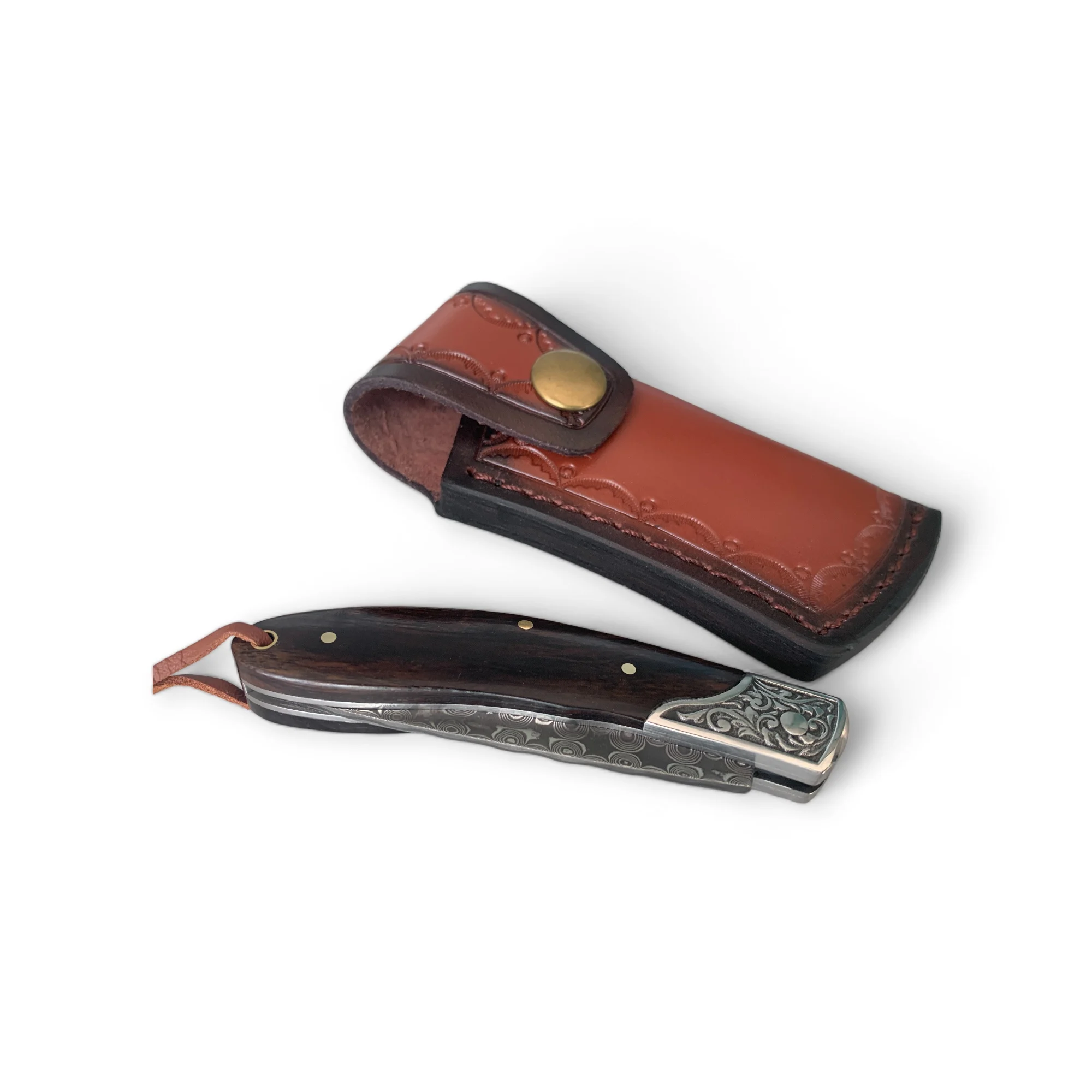 Сгъваем нож Damask pocket knives, дръжка от дърво и метал, дамаска стомана Сгъваем нож Damask pocket knives, дръжка от дърво и метал, дамаска стомана - Image 6