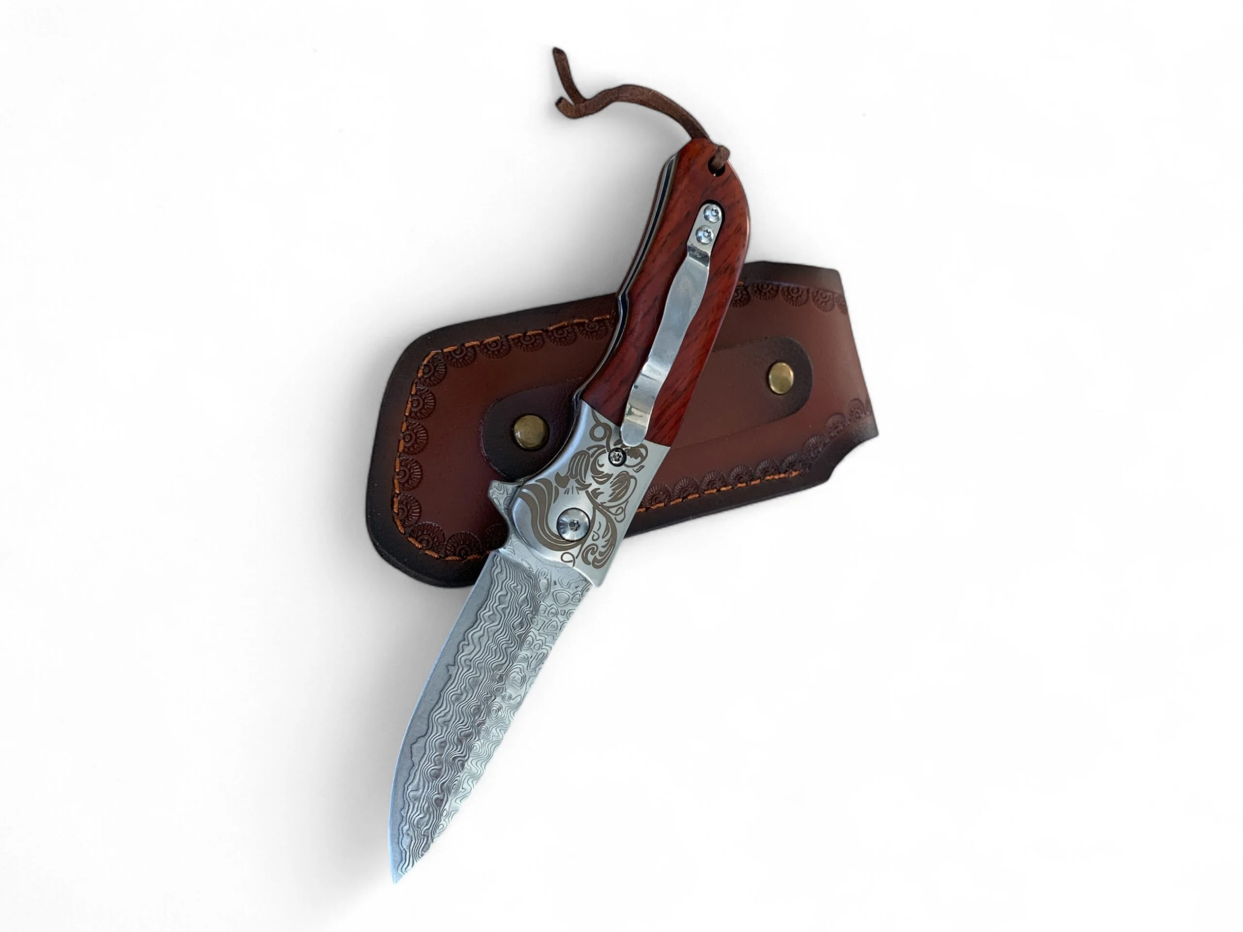 Сгъваем нож Damask Mirage steel, дамаскова стомана и дървена дръжка Сгъваем нож Damask Mirage steel, дамаскова стомана и дървена дръжка - Image 6