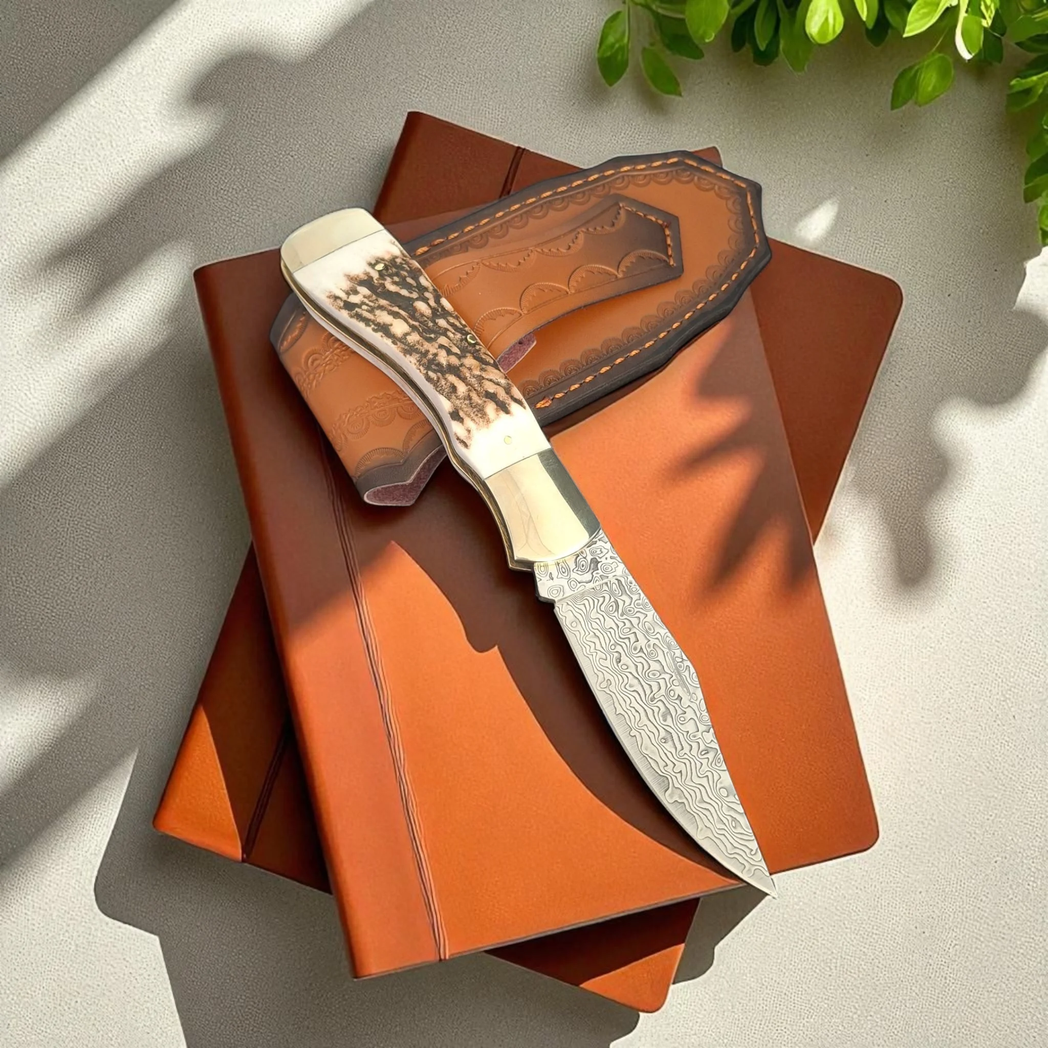 Сгъваем нож Damask Stag Damascus Hunter 196, дамаска стомана Сгъваем нож Damask Stag Damascus Hunter 196, дамаска стомана - Image 6