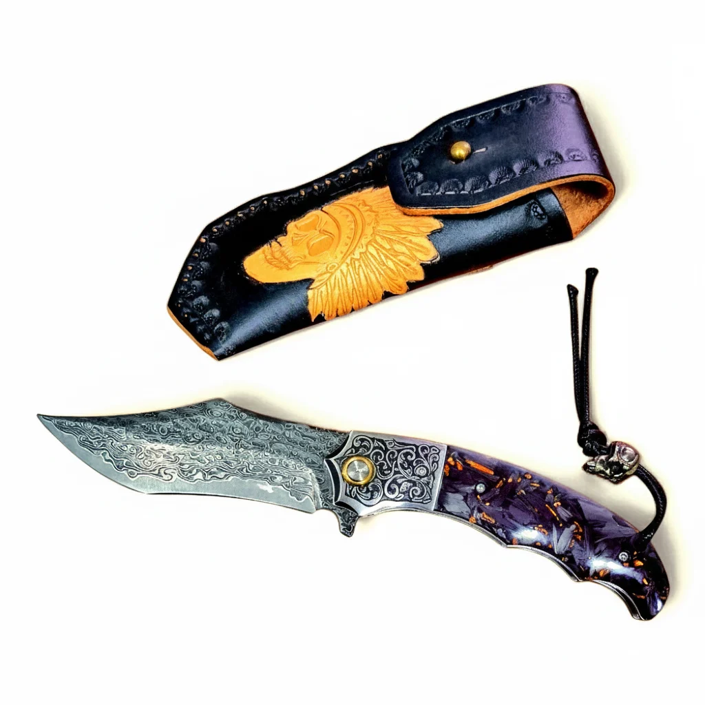 Сгъваем нож Black Serpent Damascus VG10, премиум качество Сгъваем нож Black Serpent Damascus VG10