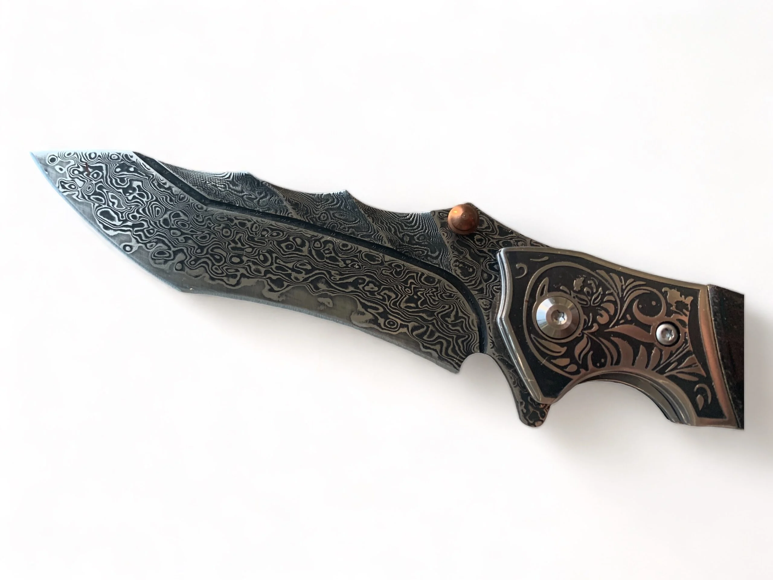 Сгъваем нож Damask pocket knives с гравирани детайли и кожен калъф Сгъваем нож Damask pocket knives с гравирани детайли и кожен калъф - Image 7