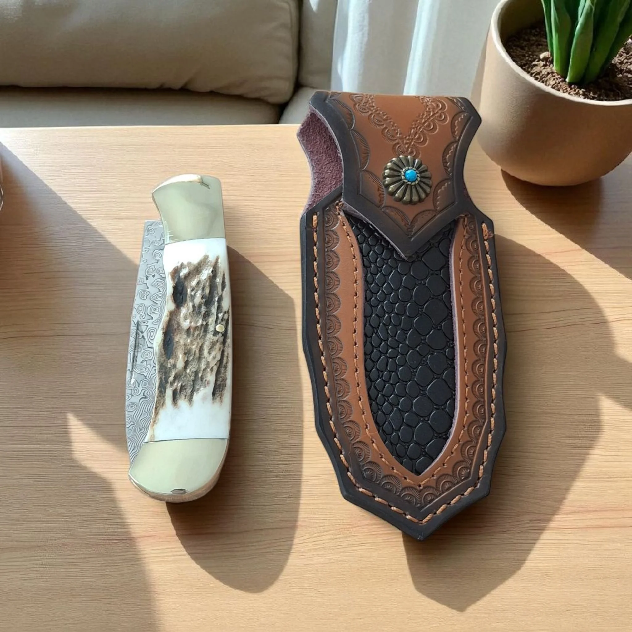 Сгъваем нож Damask Forest Antler 195, дамаска VG10 стомана Сгъваем нож Damask Forest Antler 195, дамаска VG10 стомана - Image 8