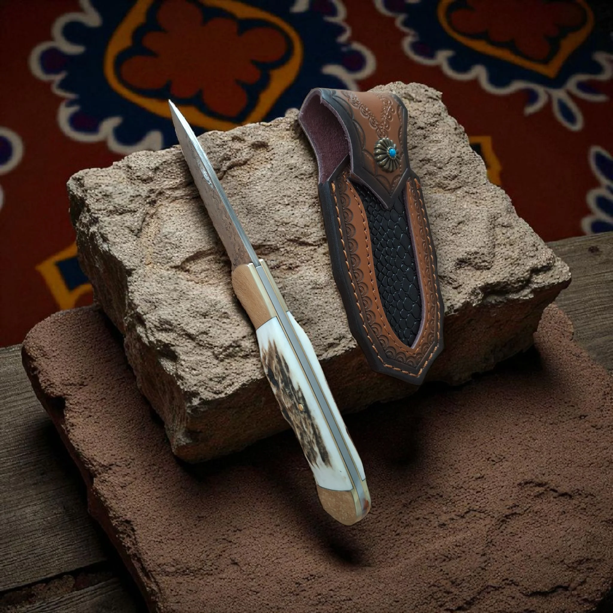 Сгъваем нож Damask Forest Antler 195, дамаска VG10 стомана Сгъваем нож Damask Forest Antler 195, дамаска VG10 стомана - Image 9