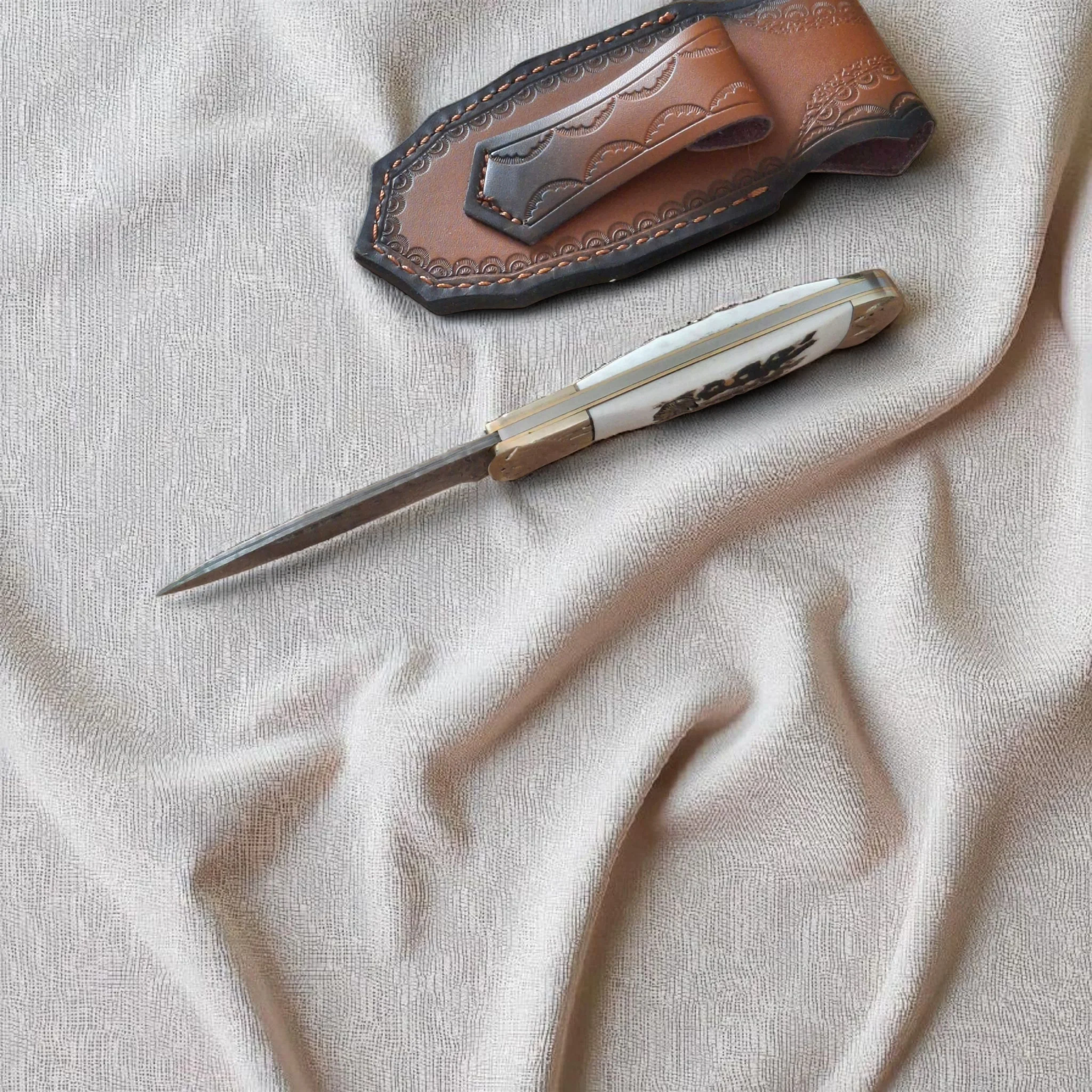 Сгъваем нож Damask, дамаска стомана, гравирана дръжка 20 см Сгъваем нож Damask, дамаска стомана, гравирана дръжка 20 см - Image 9