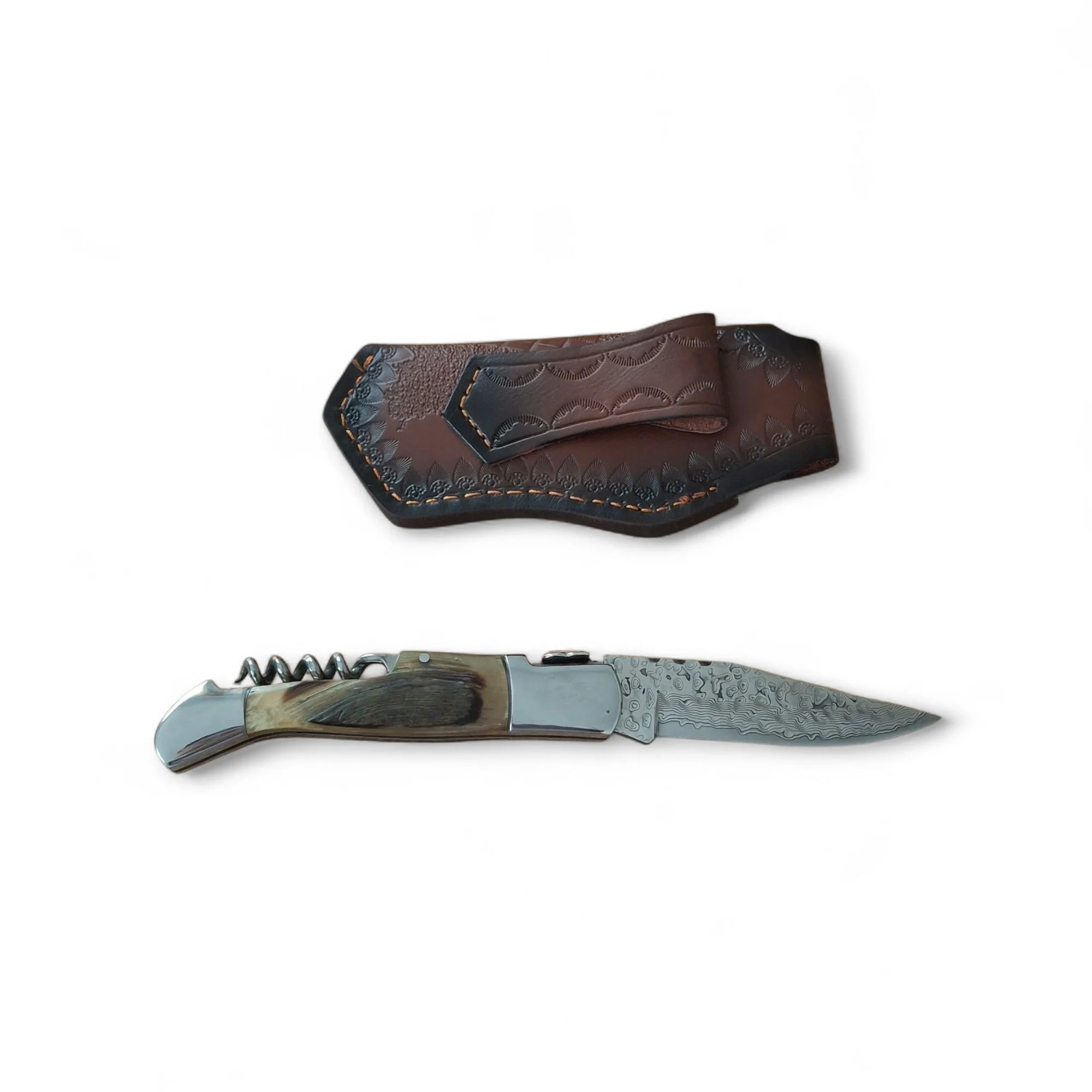 Сгъваем нож Damask Hunter Crown 210, Дамаска VG10 и еленов рог Сгъваем нож Damask Hunter Crown 210, Дамаска VG10 и еленов рог - Image 10