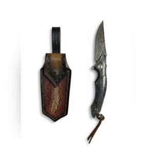 Сгъваем нож MEIJI Falcon Edge, дамаска стомана и стабилизирано дърво Сгъваем нож MEIJI Falcon Edge