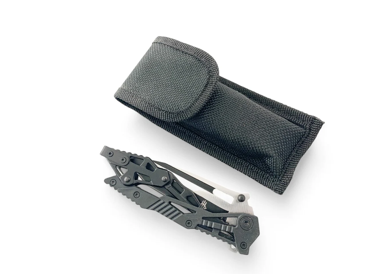 Сгъваем нож Fold Tech JL 16010C, черен с калъф и клипс Fold Tech