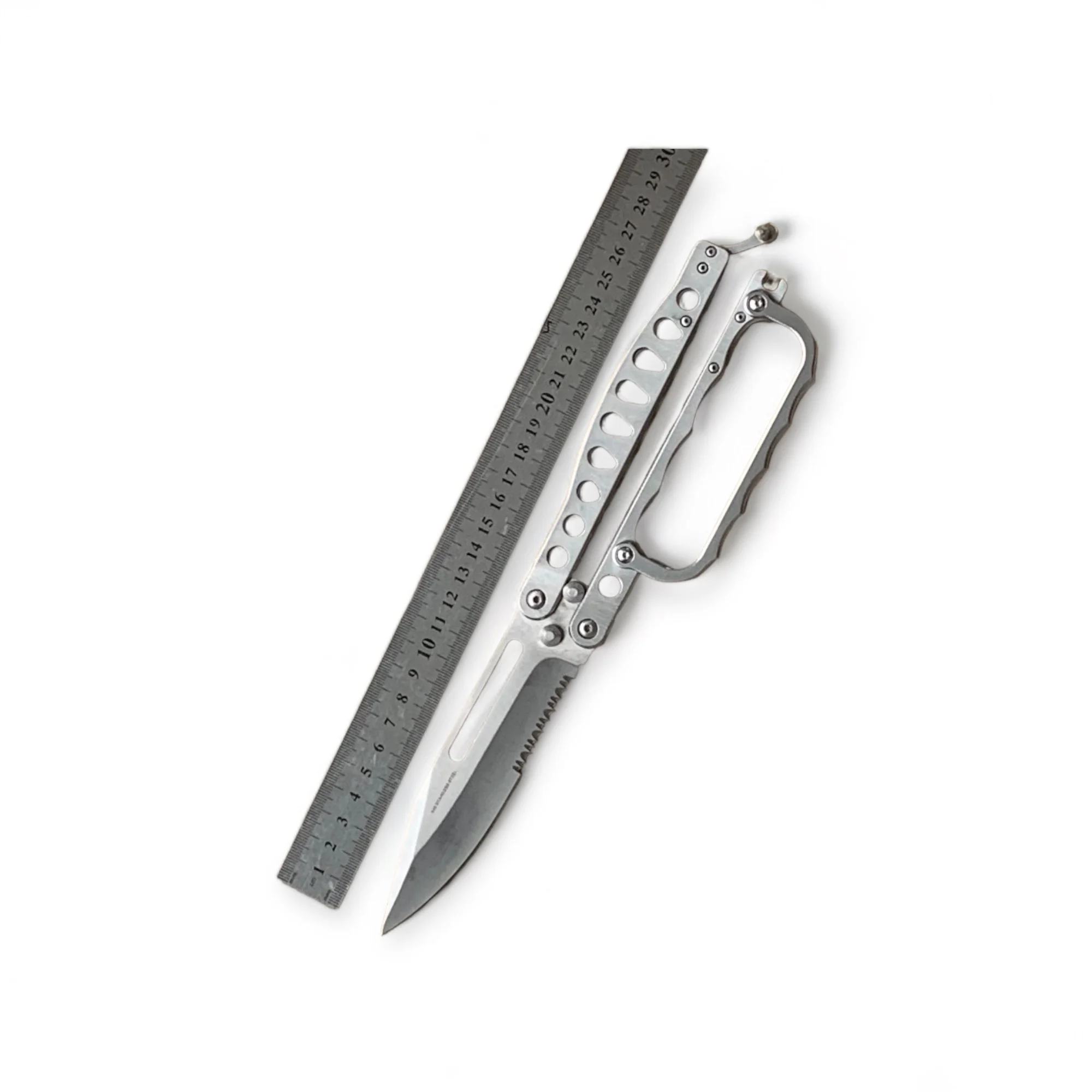 Нож Butterfly Trench Knife, двустранно сребристо острие Професионален Нож Butterfly "Trench Knife" с Двустранно Острие