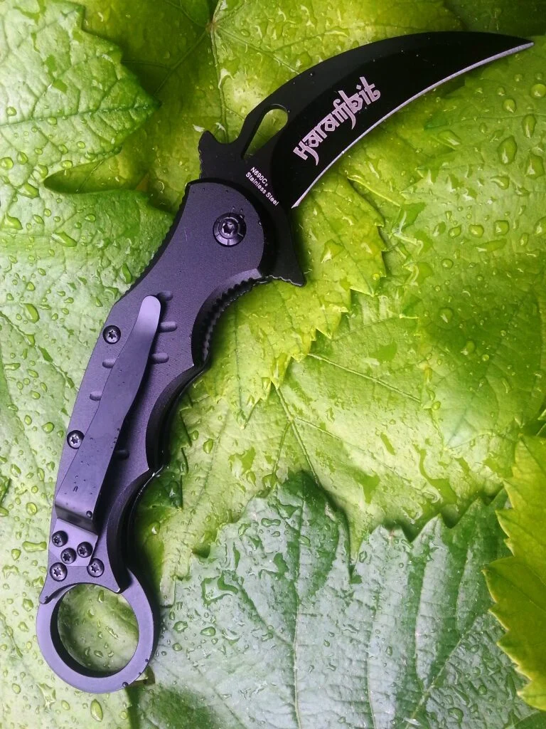 Полуавтоматичен нож Karambit FOX CS GO, антирефлекторно черно покритие антирефлекторно черно покритие