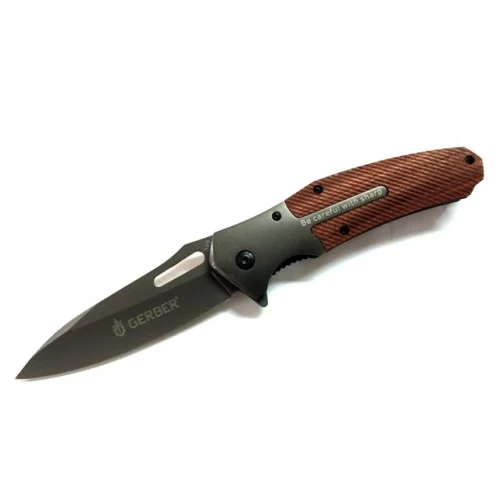 Сгъваем нож Gerber Bear Grylls, полуавтоматичен с дървени чирени Сгъваем нож Gerber Bear Grylls