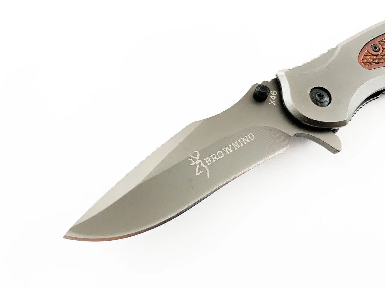 Сгъваем нож Browning с титаниево покритие и дървени чирени Сгъваем нож Browning с титаниево покритие и дървени чирени - Image 8